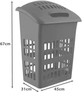 simpa 60L Upright Grey High Gloss Plastic Laundry Basket