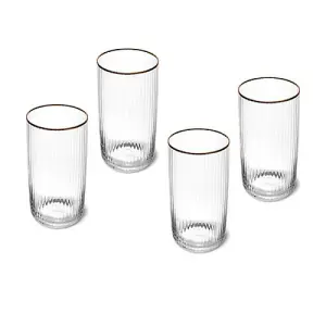 Mikasa Sorrento Ridged Crystal Set of 4 510ml Highball Glasses