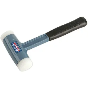 2.5lb Nylon Faced Dead Blow Hammer with Rubber Grip and Steel Shot for Precision Work