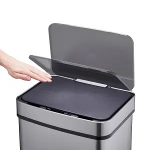 Cooks Professional Kitchen Rubbish Recycling Bin 75L 4 Waste Compartment Hands-Free Sensor Silver