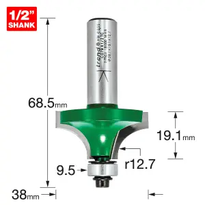 Trend C079X1/2TC Rounding Over 1/2" Cutter 12.7mm Radius X 19.1mm Cut Router Bit