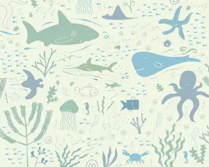 Origin Murals Children's Underwater Sea Animals Adventure Matt Smooth Paste the Wall Mural 300cm wide x 240cm high