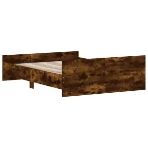 Berkfield Bed Frame with Headboard and Footboard Smoked Oak 135x190 cm