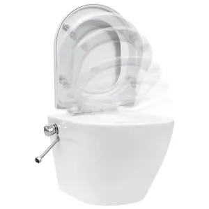 Berkfield Wall Hung Rimless Toilet with Bidet Function Ceramic White