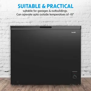 Spacious BLACK 199L Freestanding Chest Freezer with Refrigeration Mode