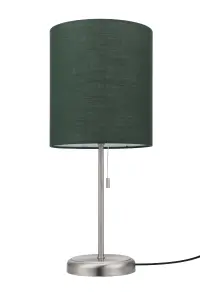 GoodHome Penistone Straight Brushed Green Chrome effect Table lamp