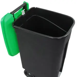 80 Litre Wheelie Bin with Foot Pedal - Green Lid