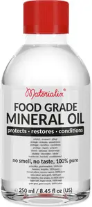 Materialix Food Grade Mineral Oil 250Ml - For Wood, Bamboo, Stainless - Wooden Chopping Board Oil, Butcher Block Oil - Cutting Board Oil And