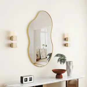 Asymmetrical Metal Framed Wall Accent Mirror Brown / 81.3cm H x 55.1cm W