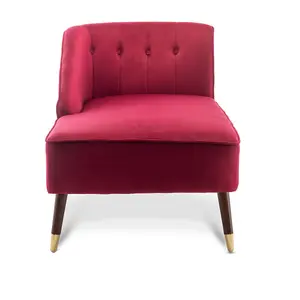 Left Hand Chaise Lounge in Velvet Scarlet Red