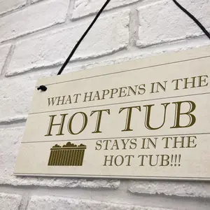 Shabby Chic Hot Tub Sign Funny Hot Tub Accessories Summerhouse Garden Plaque