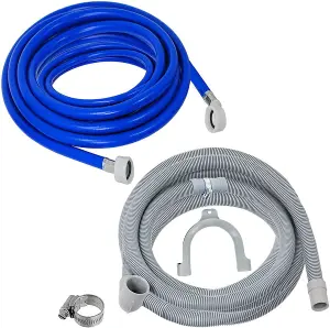 SPARES2GO Universal Washing Machine / Dishwasher Fill Hose + Drain Hose Extension Set (5 Metre)