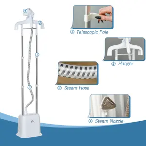 HOMCOM Upright Garment Clothes Steamer w/ 6 Steam Setting 1.7L Water Tank