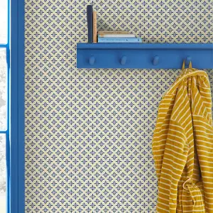 Joules Blue Geometric Smooth Wallpaper