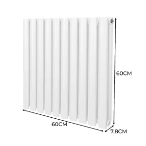 Oval Column Radiator & Valves - 600mm x 600mm - White