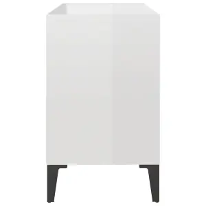 Berkfield TV Cabinet with Metal Legs High Gloss White 69.5x30x50 cm