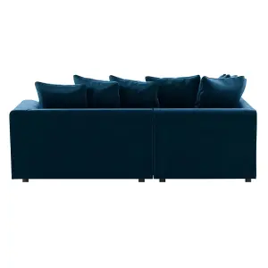 Brooklyn Plush Velvet 3 to 4 Seater L Shaped Corner Sofa Foam Blue Left Hand Facing