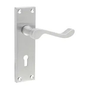 Timco - Victorian Scroll Lock Handles - Satin Chrome (Size 152 x 42 - 2 Pieces)