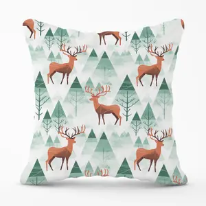 Reindeer On A Snowy Landscape Outdoor Cushion 45cm x 45cm