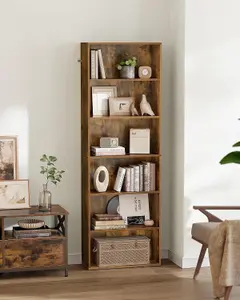 VASAGLE Storage Shelf, Bookcase with 6 Shelves, for Living Room, Study, Office, Bedroom, Industrial, Rustic Brown