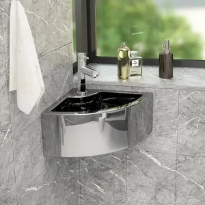 Berkfield Wash Basin with Overflow 45x32x12.5 cm Ceramic Silver