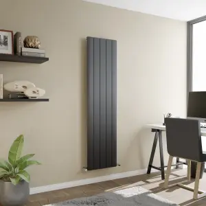 Agadon Paris Aluminium Designer Radiator 1800 x 470 mm Textured Anthracite - 3580 BTU - 10 Years Guarantee