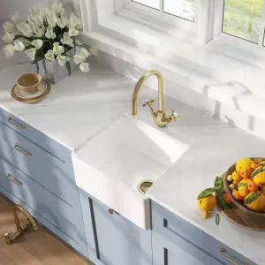 Single Bowl (205mm High Walls) Belfast Kitchen Sink with Overflow, 460mm