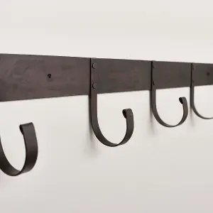 Melody Maison Large Rustic Iron Wall Hook Storage Rack