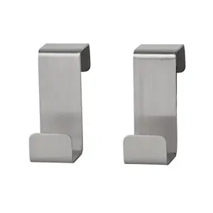 GoodHome Datil Stainless steel Over door hook (H)45mm, Pack of 2