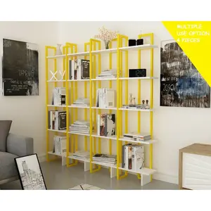 Alica 180cm H Corner Bookcase Yellow/White