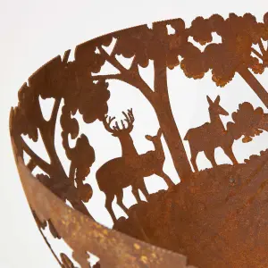 Homescapes Decorative Fire Bowl with Laser Cut Woodland Scene