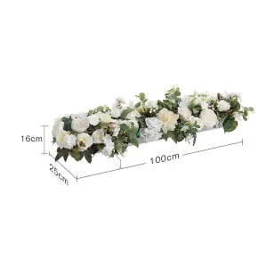 Artificial Peony and Rose Flower Row Silk Floral Garland for Wedding, Aisle, and Party Décor (100cm)