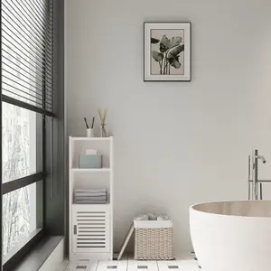 Bathroom Floor Cabinet Freestanding, 3-Tier Storage Organizer Cabinet Unit