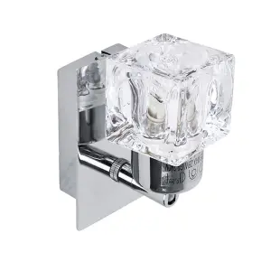 ValueLights Ritz Pair of Modern Silver Chrome Plate and Clear Glass Ice Cube Shade Wall Spotlight Lamps