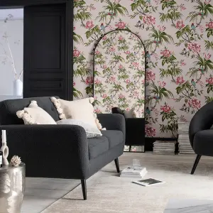 Next Birds & blooms Mauve Floral Smooth Wallpaper