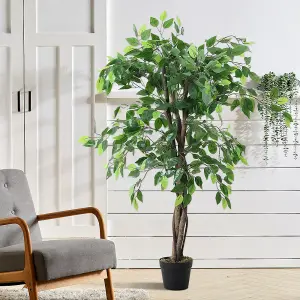 3 Trunk Artificial Banyan Tree Fake Plant Indoor Outdoor Plant 120 cm