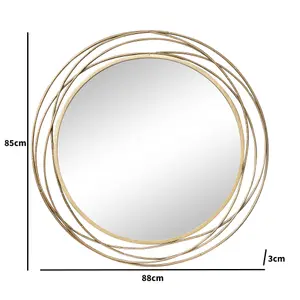 Melody Maison Large Round Gold Mirror 88cm x 85cm