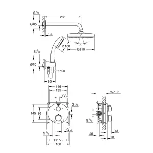 GROHE GROHTHERM PERFECT SHOWER SET WITH TEMPESTA 210