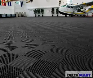 Premium  PVC Interlocking Vented Garage Mat BLACK Dimensions 40cm x 40cm x 2cm