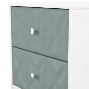 San Jose Ready assembled Duck egg blue & white 2 Drawer Bedside chest (H)521mm (W)450mm (D)395mm