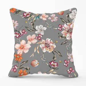 Peony, Lily, Tulip, Daisy Colorful  Outdoor Cushion 45cm x 45cm