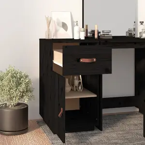 Berkfield Desk Cabinet Black 40x50x75 cm Solid Wood Pine