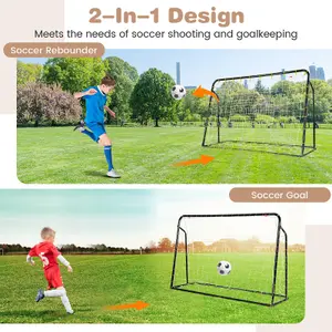 Costway 2-in-1 Kids Football Rebounder & Goal Angle-Adjustable Football Training Net