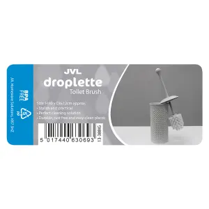 JVL Droplette Design Plastic Toilet Brush, One Size, Grey