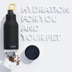 Buddy Water Bottle with Removable Dog Water Bowl Black 1005ml