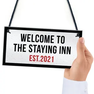 The Staying Inn Home Bar Sign LOCKDOWN Sign Man Cave Plaque Gift