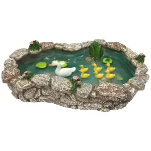 Solar Garden Duck Ornament Pond Miniature Family Ducklings Statue Lighting