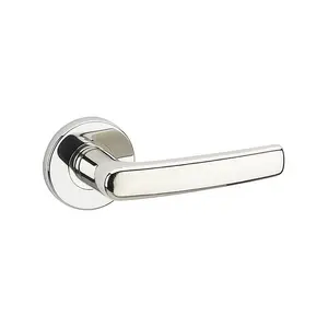 URBNLIVING 107mm Length 12 Pcs Devon Metal & Polished Nickel Rose Lever Latch Door Handles Set