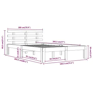 Berkfield Bed Frame Solid Wood 180x200 cm Super King Size