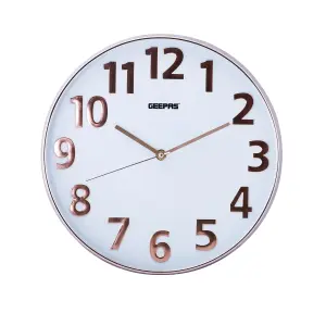 GEEPAS Wall Clock Modern Large Number Silent Round Clock Battery Operated